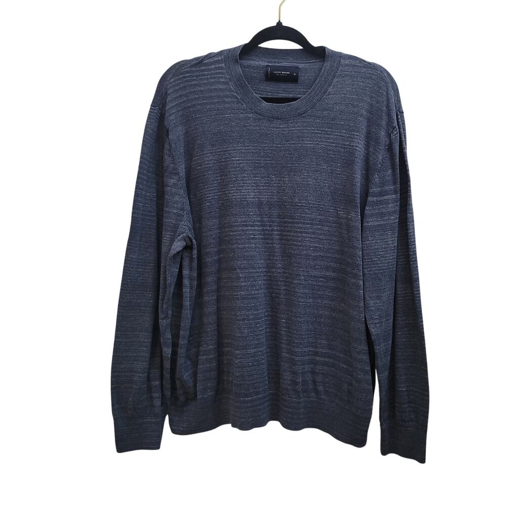 Lucky Brand Size XL Men’s Blue Micro-Stripe Crewneck Pullover Sweater Casual